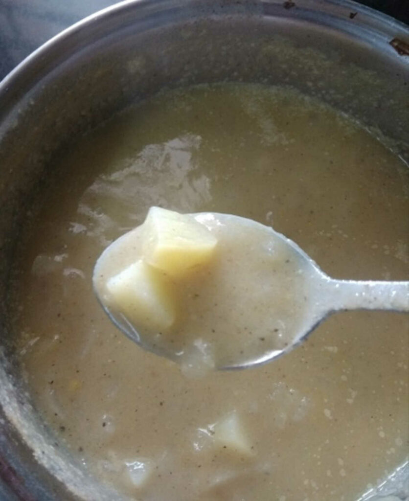 potato onion soup almost ready