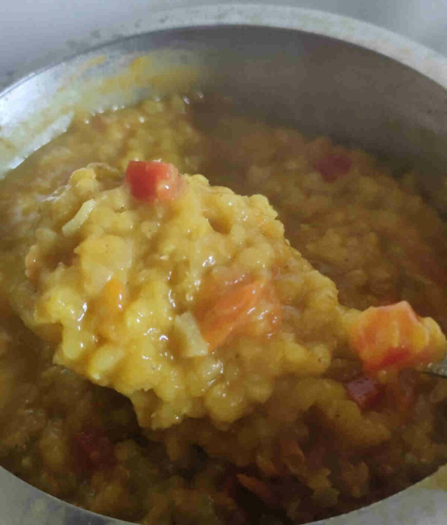 cooked red lentil soup