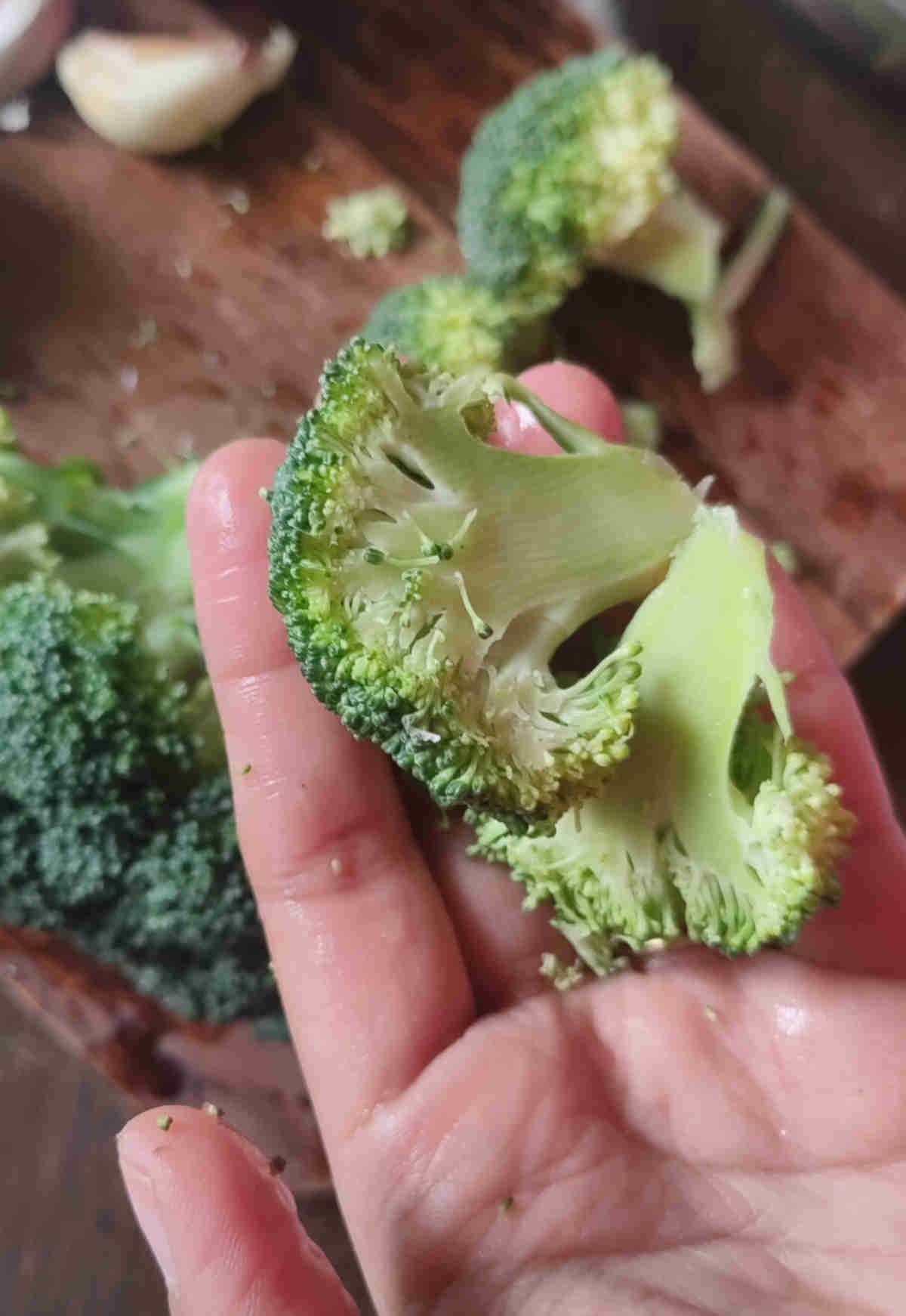 freshly chopped broccoli for the soup