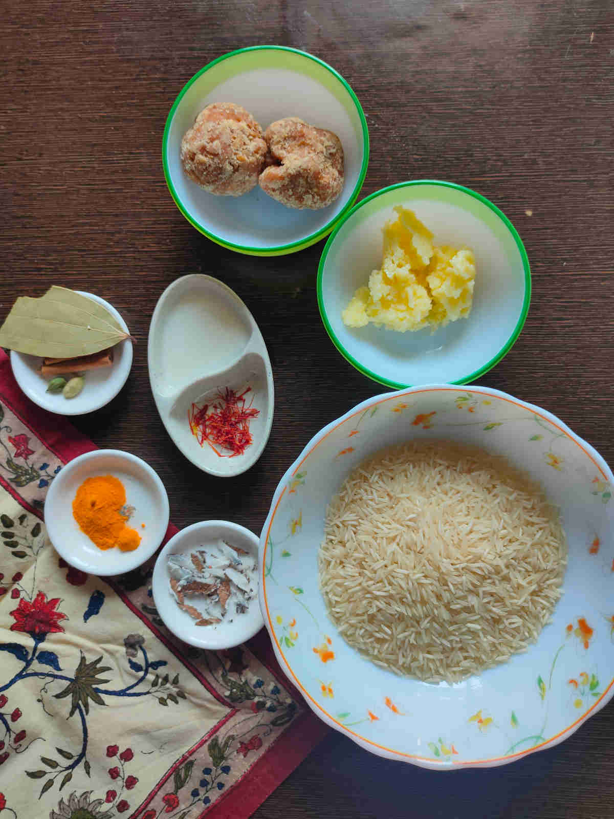 ingredients for jaggery rice