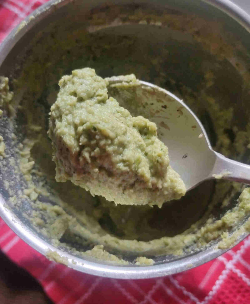 make paste of cooked broccoli and almond 
