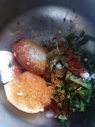 add spices salt and mix kabab mixture