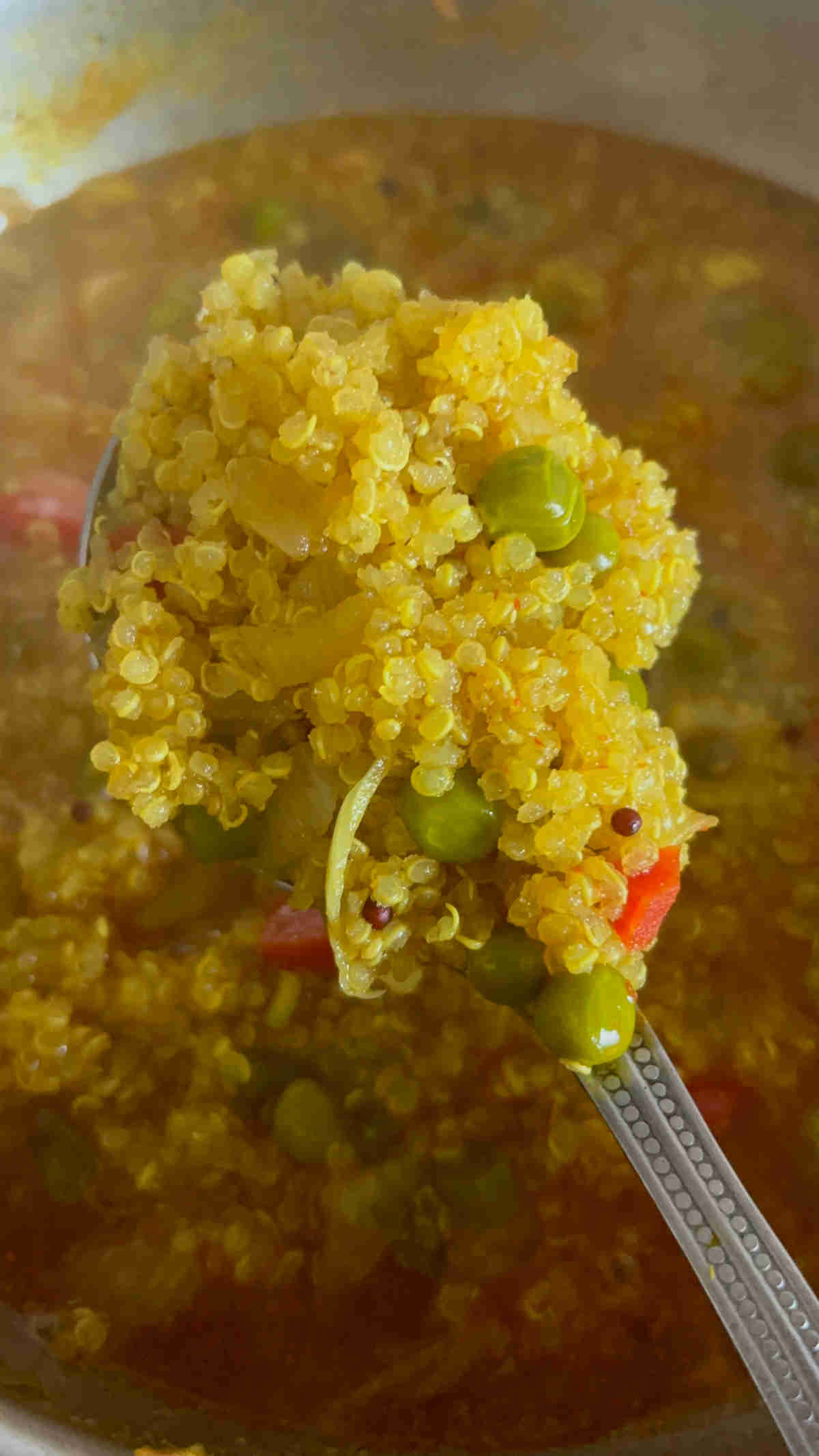 almost cooked quinoa upma