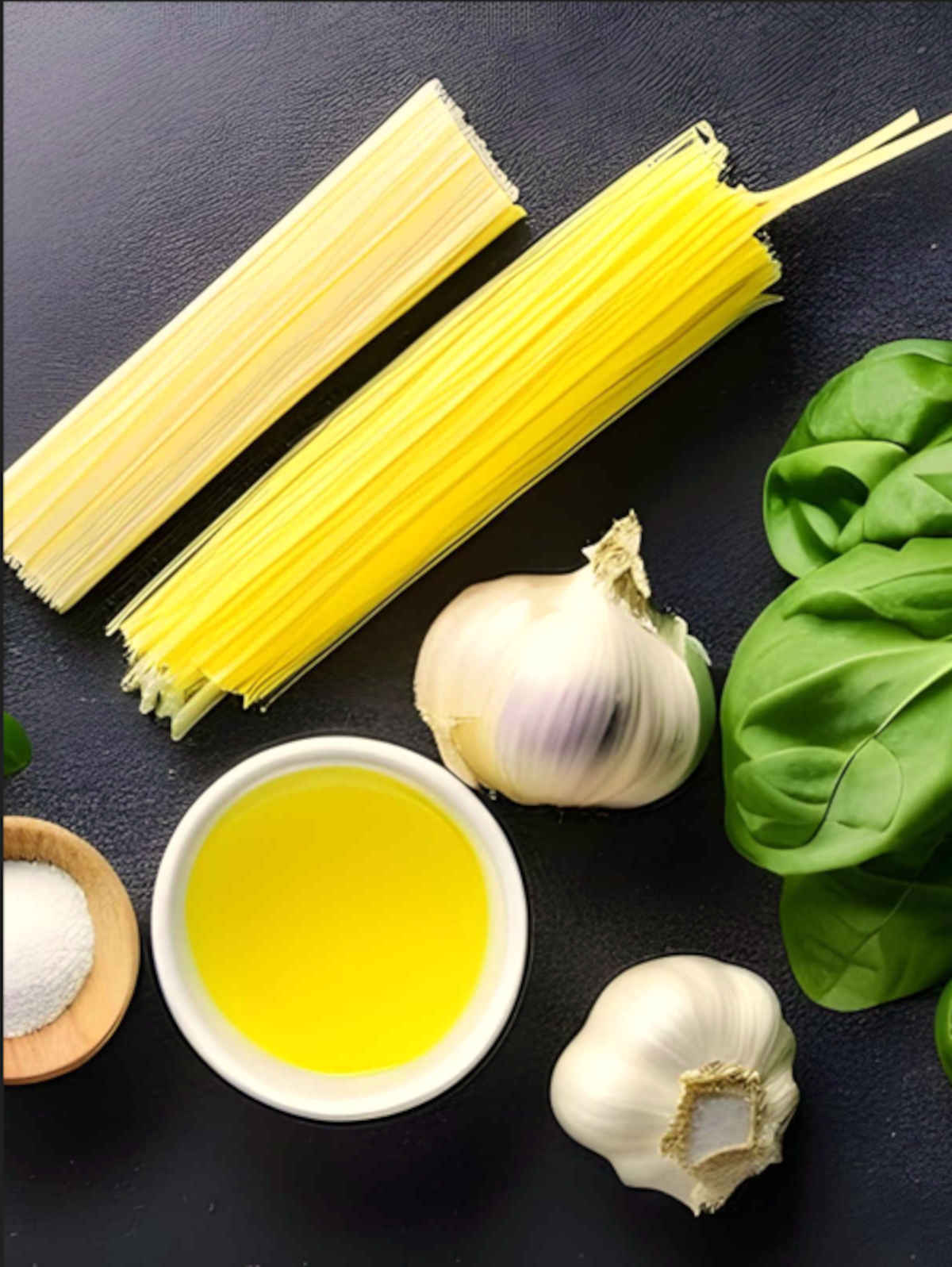 ingredients for spaghetti pesto pasta