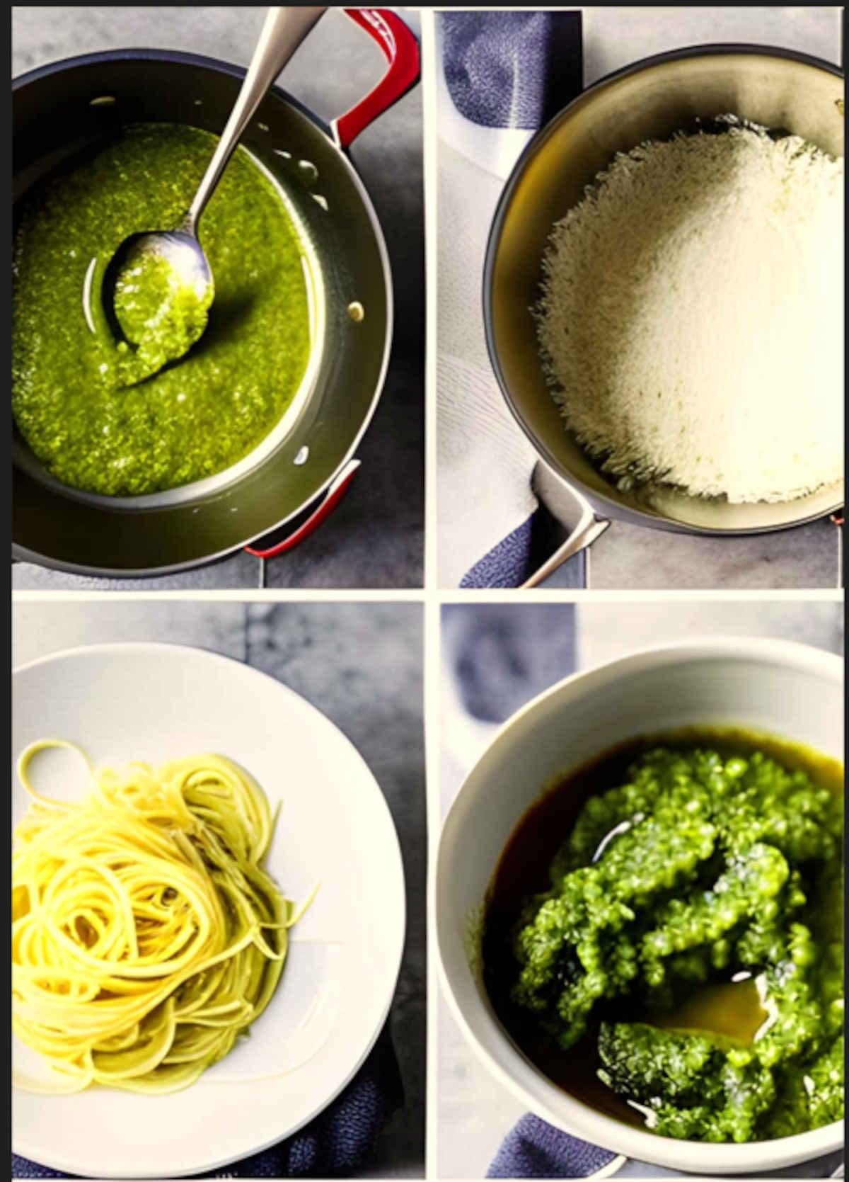 process shots for spaghetti vegan spinach pasta