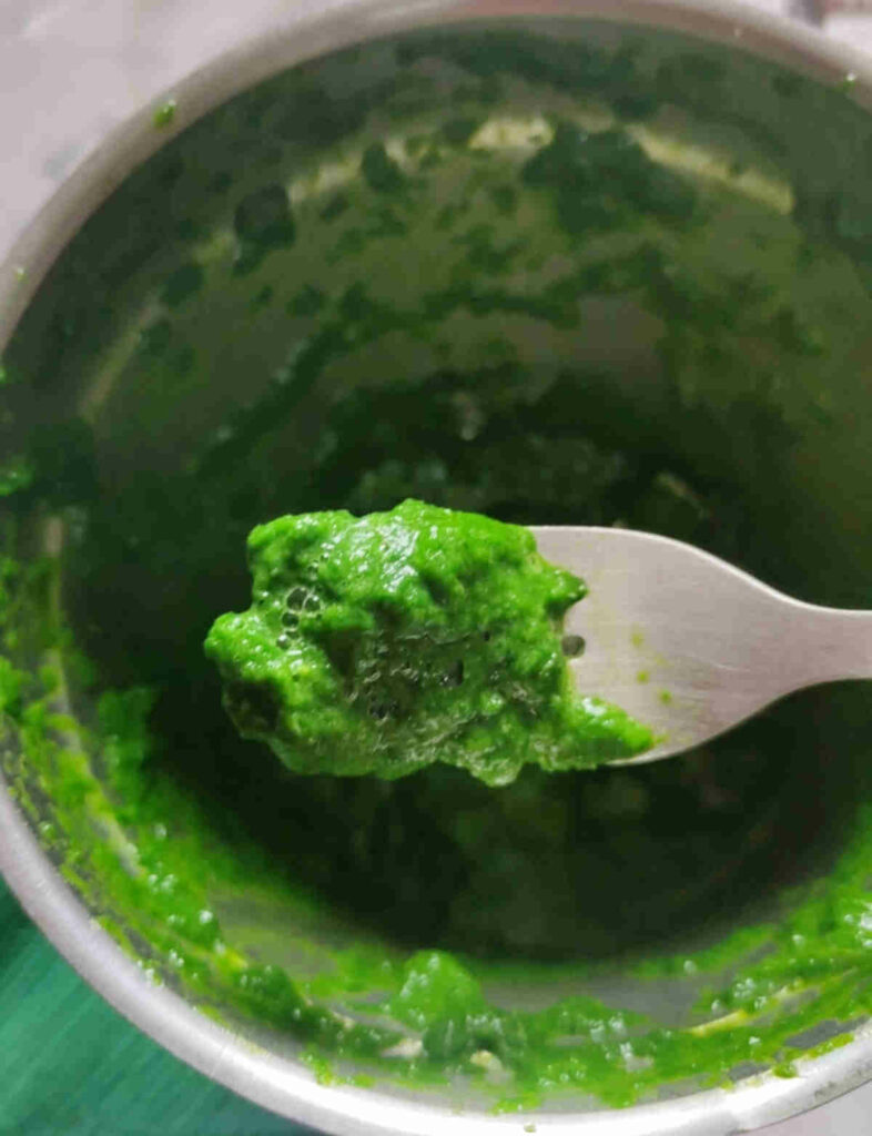 blended spinach garlic paste