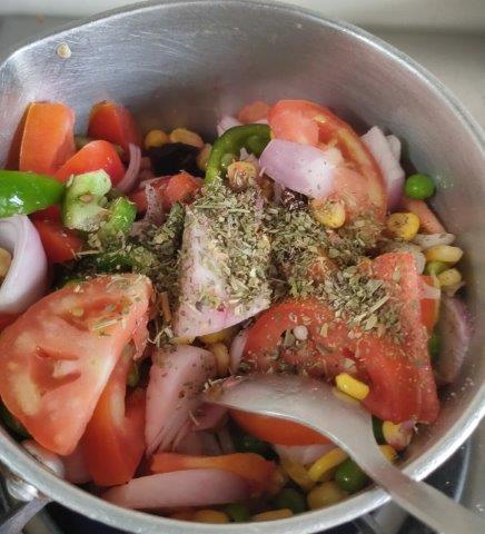 add seasonings to veggies