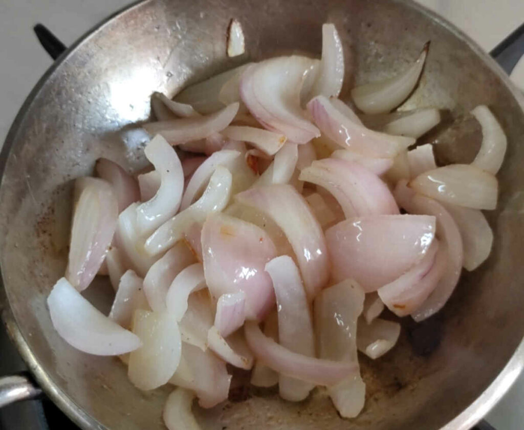 onions roasted in ghee for cucumber onion salad