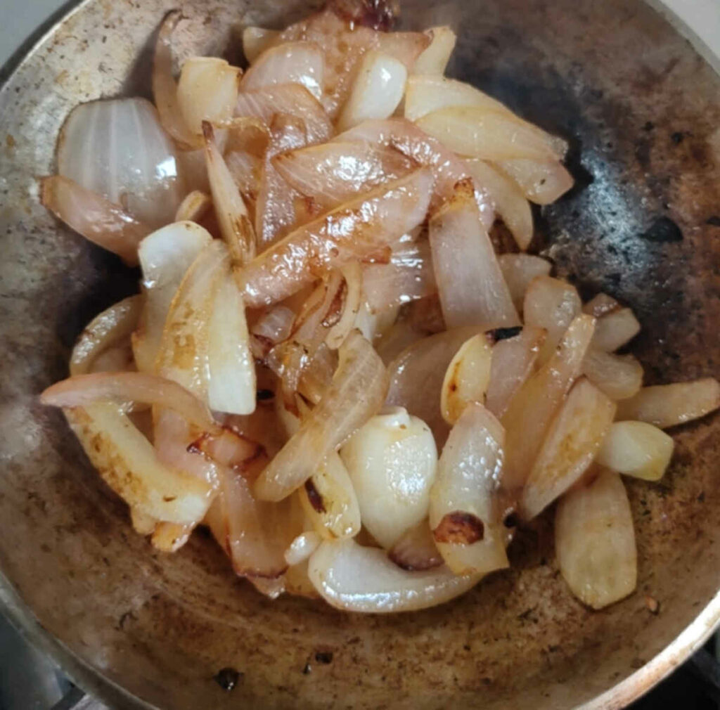 caramelized onions for cucumber onion salad