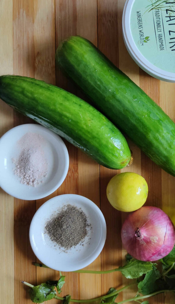 ingredients for cucumber onion salad