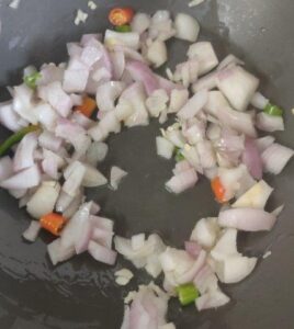 sauteing onion garlic green chilies