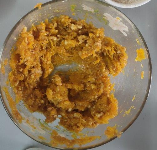 pumpkin puree mixed with jaggery and butter