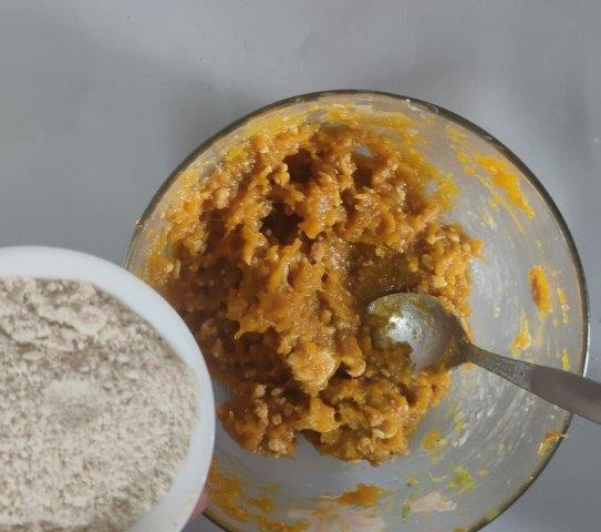 wheat flour in pumpkin butter jaggery mix