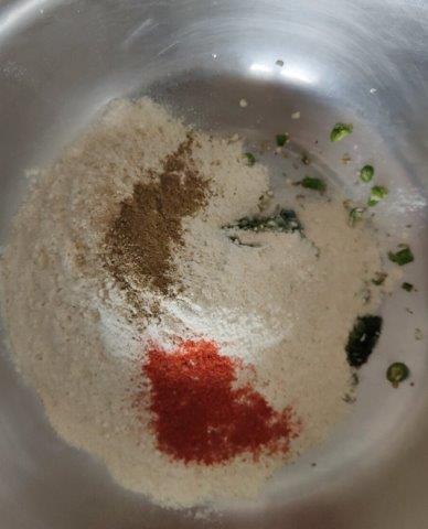 add wheat flour and spices to the same container