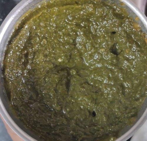 blended paste of spinach leaves