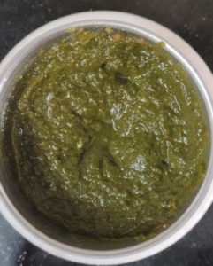 smooth paste of the boiled spinach leaves and veggies