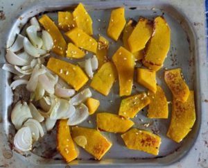 roasted pumpkin with onions