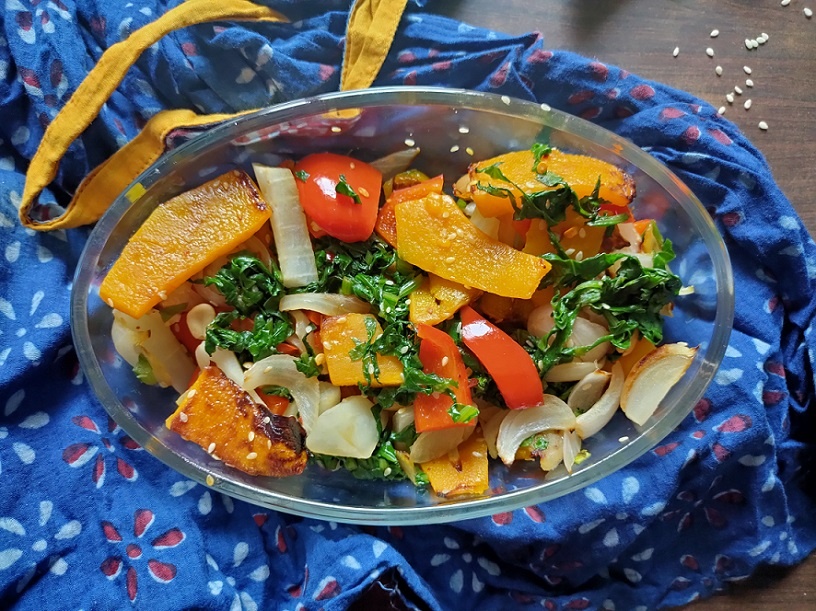 roasted pumpkin spinach salad