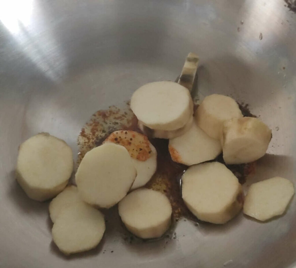 sweet potato in wok