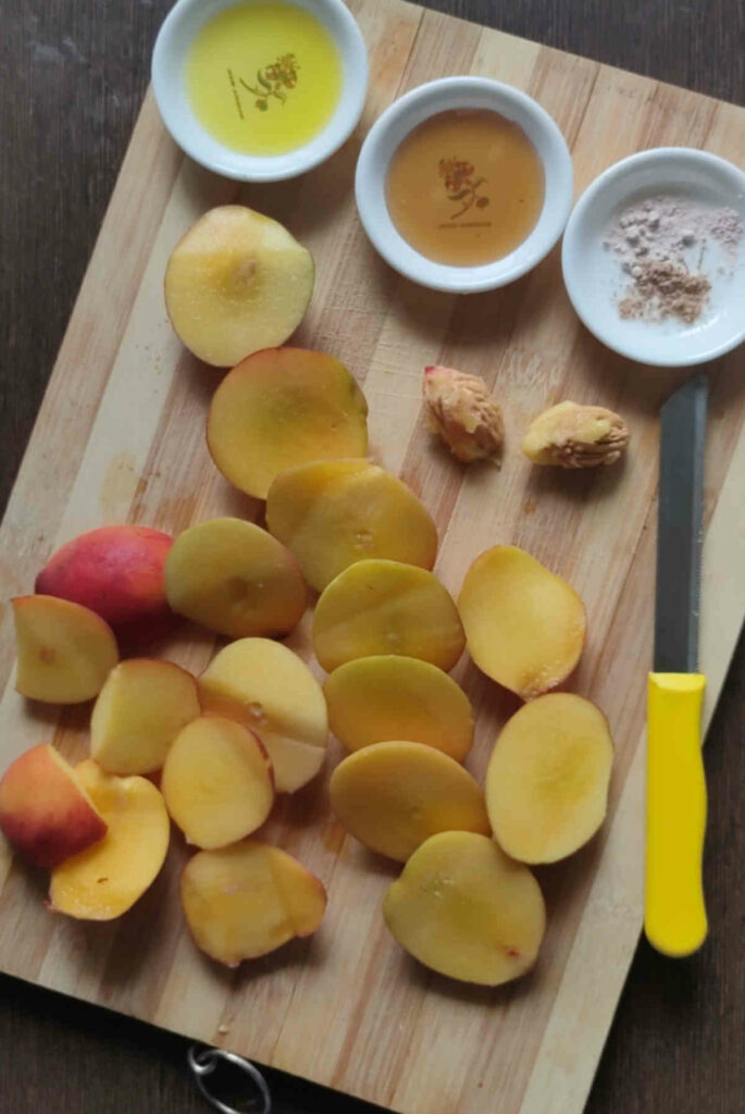 chopped and de seeded peaches