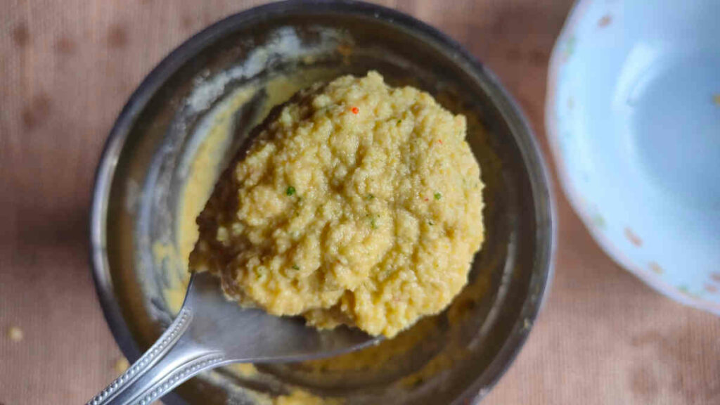 blended lentils gram flour to a thick paste for vegan meatballs