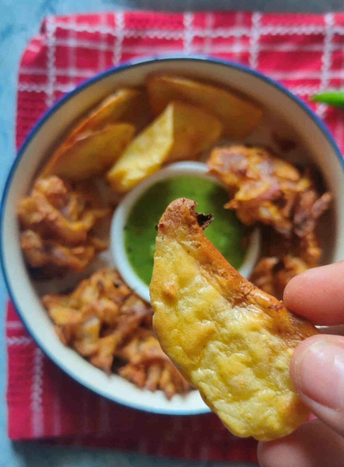 Air Fryer Pakora Recipe- Onion,Potato (Vegan, Healthy)- VegBuffet