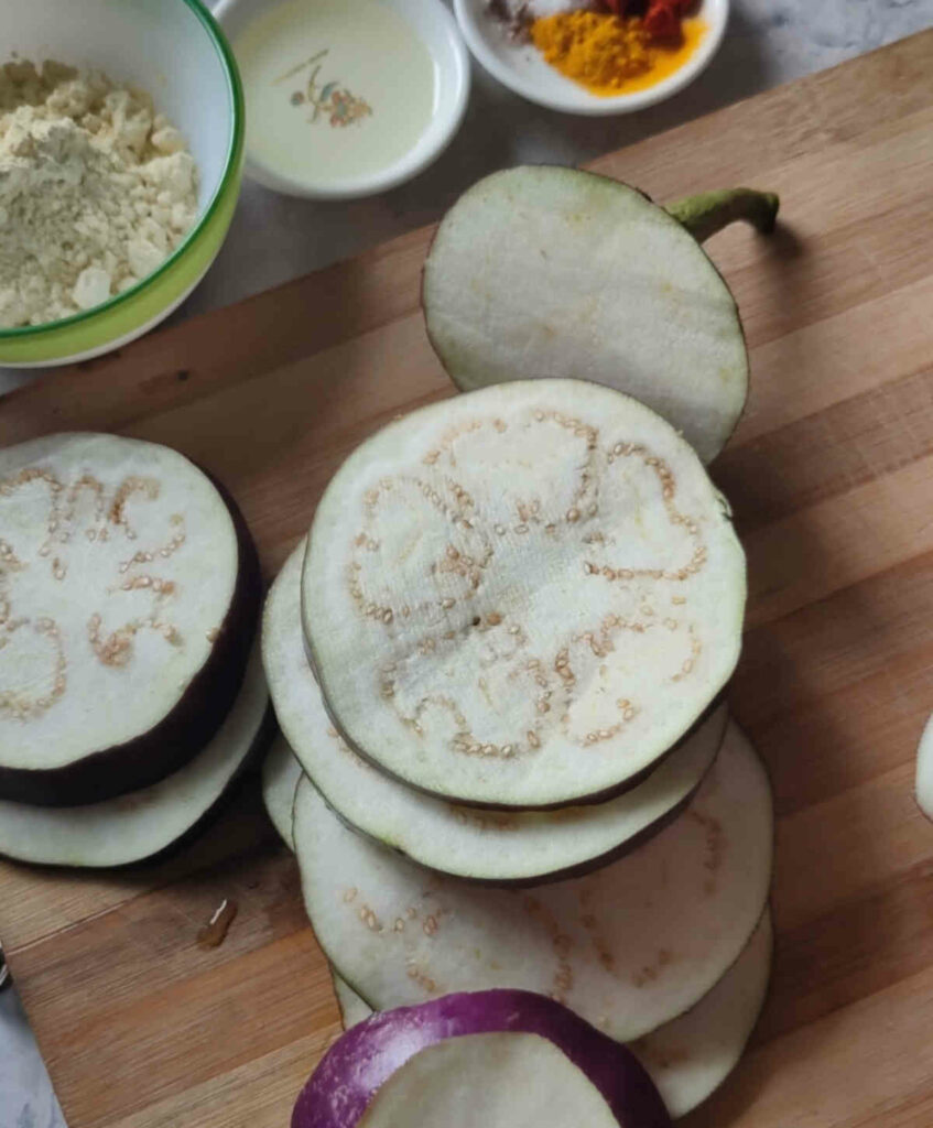eggplant sliced for air frying