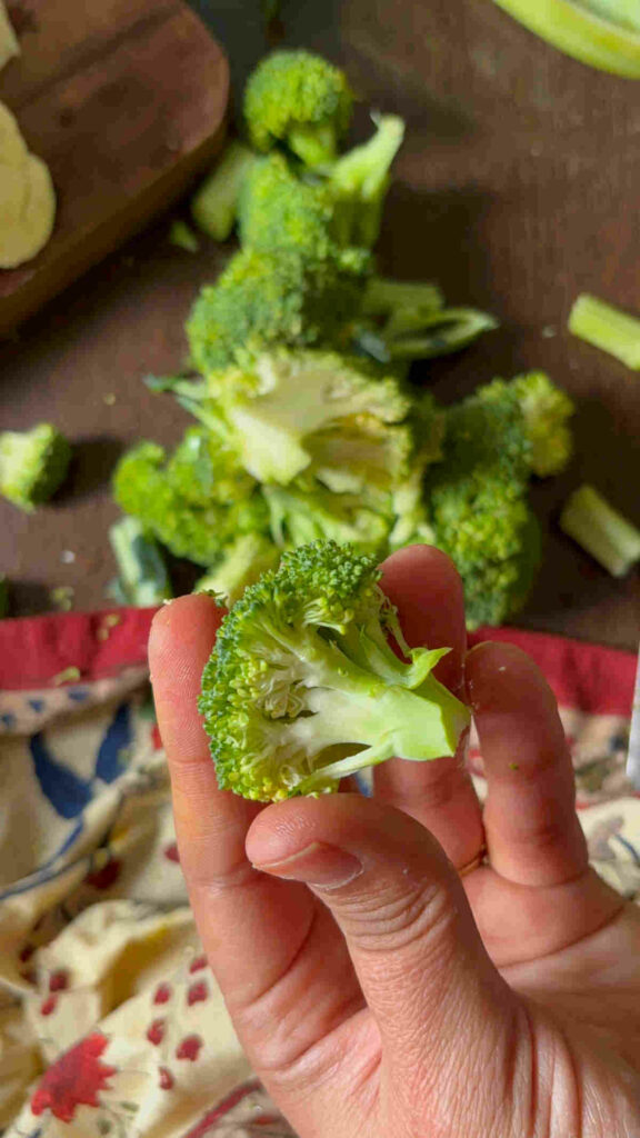 wash and chop broccoli into florets for air frying