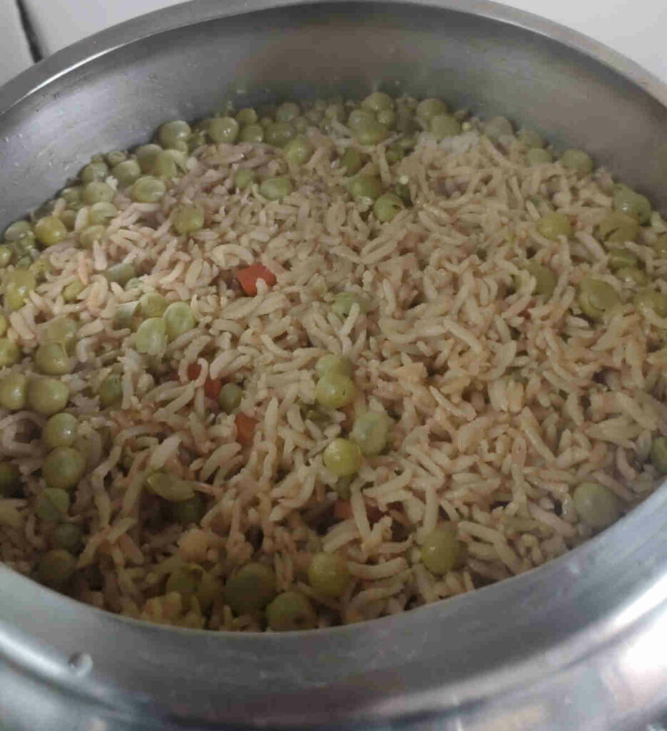 pressure cooked brown fried rice is ready